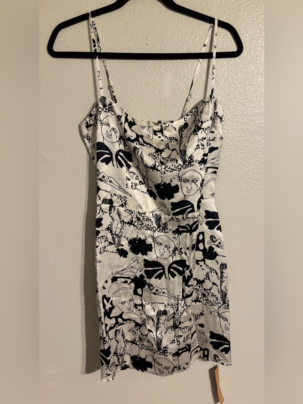 Reformation Kosta Silk Mini Dress with Abstract Faces and People NWT - Picture 2 of 10